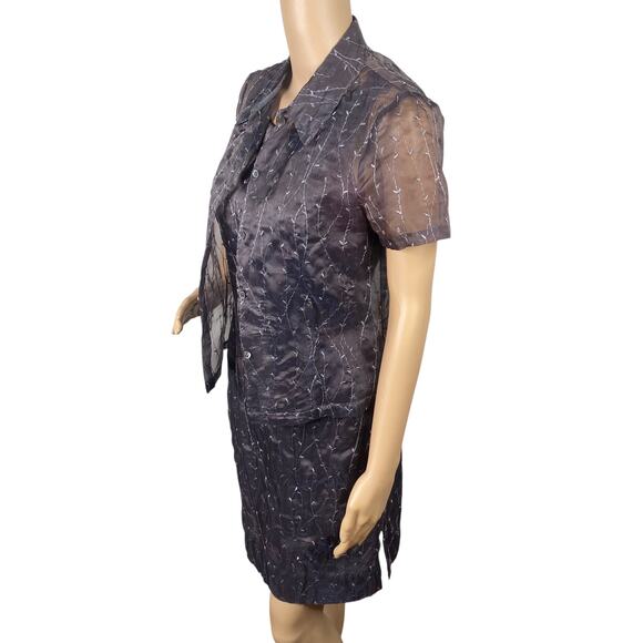 Vtg 90s Insense NY Gray Mauve Phoebe Buffay Embroidered Top + Dress Set SZ 4 - Picture 6 of 12